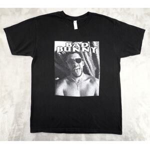 Bad Bunny Un Verano Sin Ti Black T-Shirt Graphic Tee Sunglasses Size L